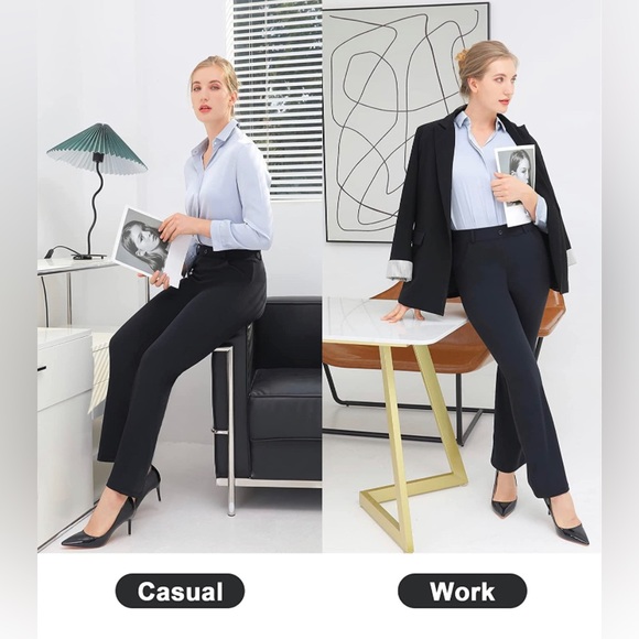 New PMIYS Stretchy Dress Pants for Women Bootcut Yoga Pants Wide Leg - Picture 6 of 8